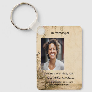 Gardener Memorial Prayer Card Photo Keepsake Key Ring