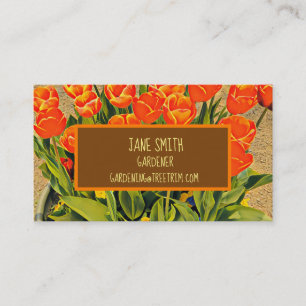 Gardener modern colourful tulips business card