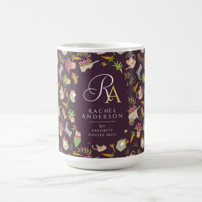Gardener Monogram Brown Coffee Mug (Center)