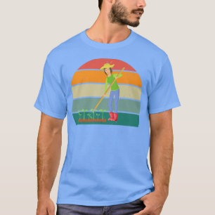 Gardener mowing lawn flowers trees shrub garden pl T-Shirt