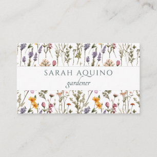 Gardener Pink Purple Wildflower Pattern  Business Card