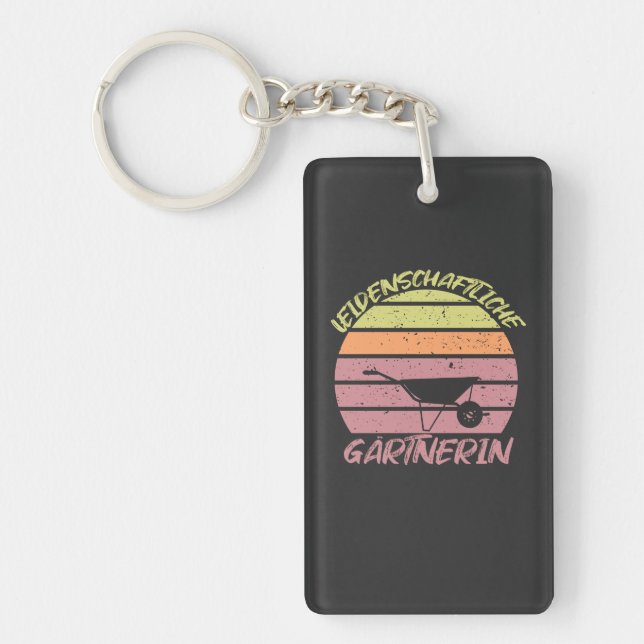 gardener pushcart at sunset key ring (Front)
