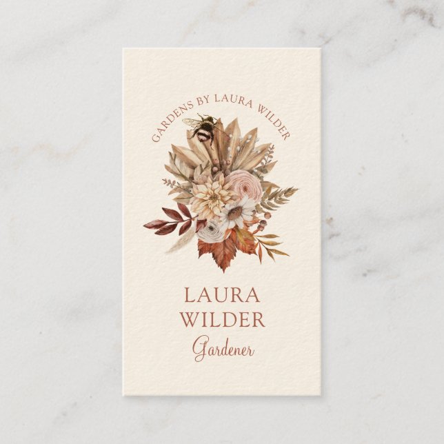 Gardener Rustic Boho Floral Business Card (Front)