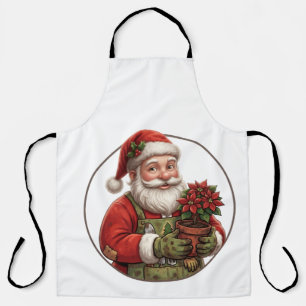 Gardener Santa Poinsettia Christmas Ornament Apron