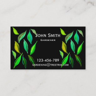 Gardener service modern leaf design business card