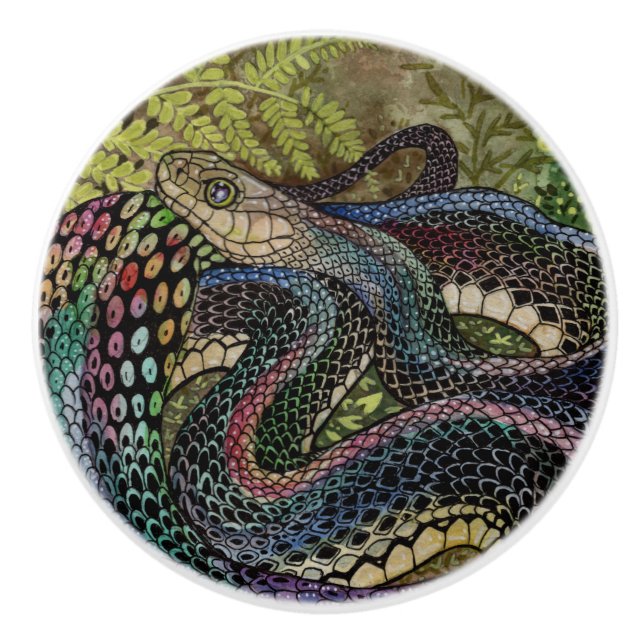 Gardener Snake Study Beyond the Skin Ceramic Knob (Front)