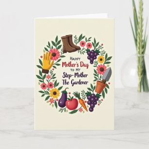 Gardener Stepmom Harvest Wreath Card