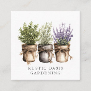 Gardener Watercolor Rustic Plants Flowers Square Business Card