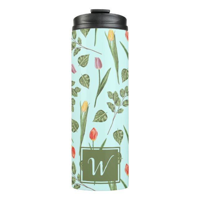 Gardener's Delight Pretty Tulips & Monogram Thermal Tumbler (Front)