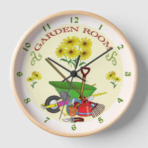 Gardener's Garden Room Clock Garden Tools