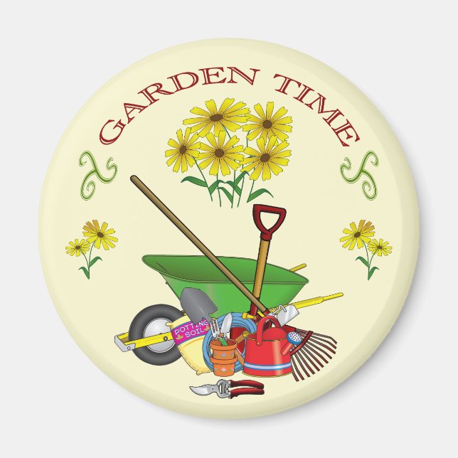 Gardener's Garden Time Fridge Magnet (Front)