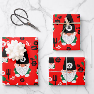 Gardeners Gnome Gift Wrapping Paper Sheet