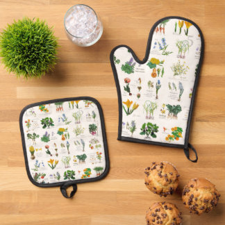 Gardener's harvest and cooking apron. oven mitt & pot holder set