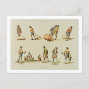 Gardeners, vol.2, plate 97, from 'Microcosm', prin Postcard