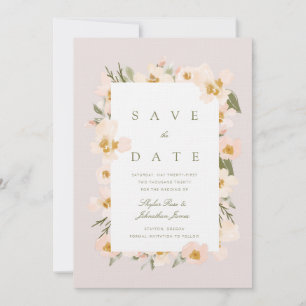 Gardenia Blush Watercolor Abstract Floral Pink Save The Date