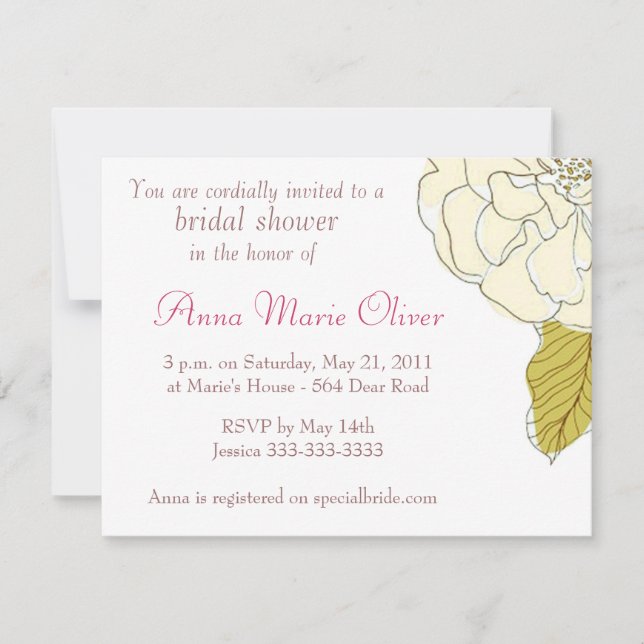Gardenia bridal shower invitation (Front)