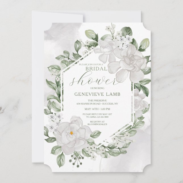 Gardenia Bridal Shower Invitation (Front)
