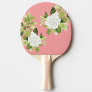 Gardenia cape jasmine floral flower watercolor ping pong paddle
