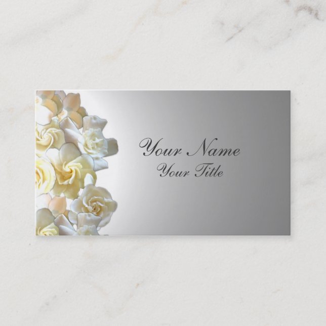 Gardenia flower lighted custom business cards (Front)