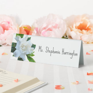 Gardenia Flower Plastic Wedding Place Cards