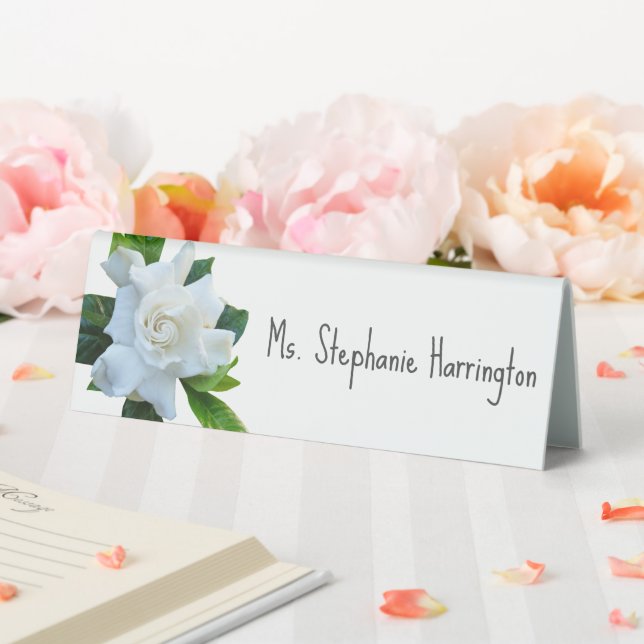 Gardenia Flower Plastic Wedding Place Cards (In SItu (Wedding))