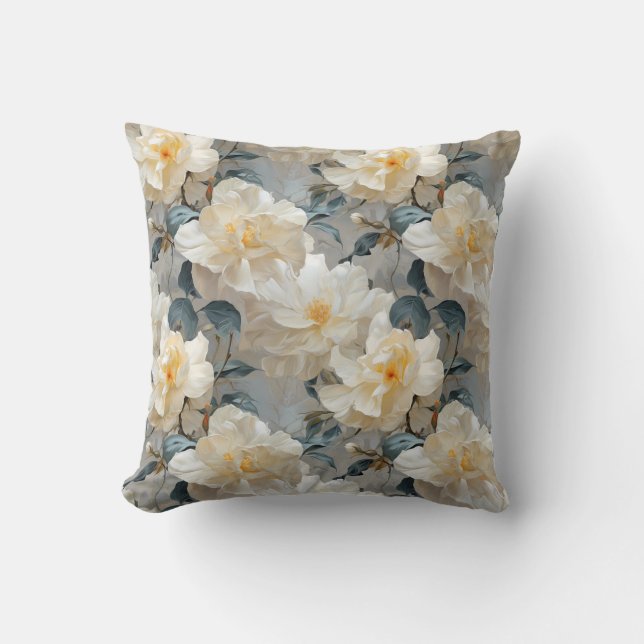 Gardenia Flowers Pattern Cushion (Front)