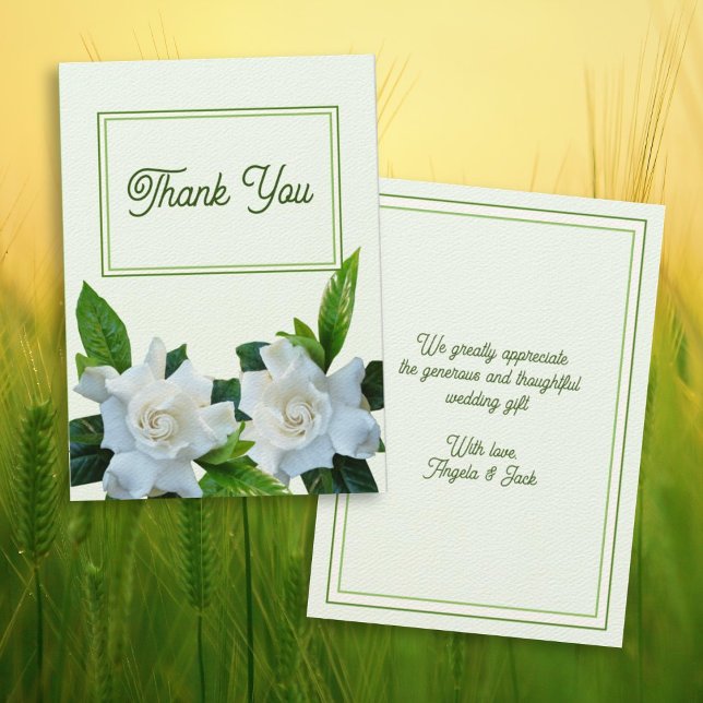 Gardenia Flowers Thank You Message Cards (Creator Uploaded)