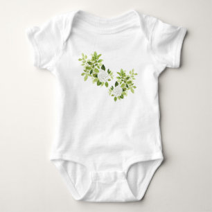 Gardenia jasmine floral watercolor baby bodysuit