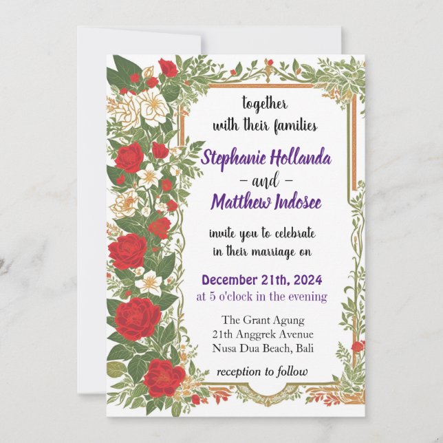 Gardenia Love Joy Everlasting Commitment Wedding  Invitation (Front)