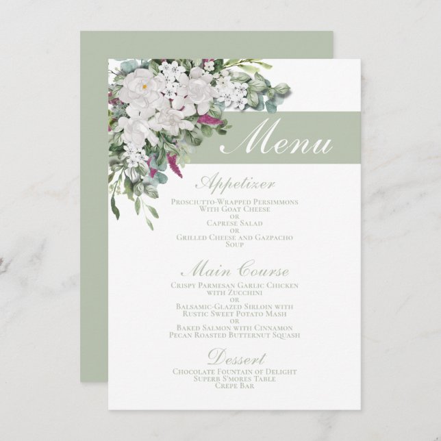 Gardenia / Snapdragon 4.5" x 6.25" Sage Menu (Front/Back)