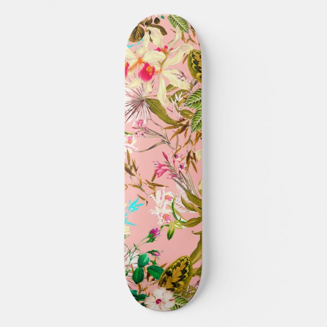 Gardenia | Vintage Botanical Nature Pattern  Skateboard (Front)