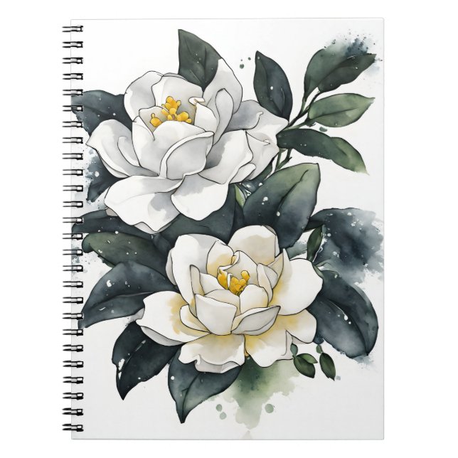 Gardenia - Watercolor flowers Notebook (Front)