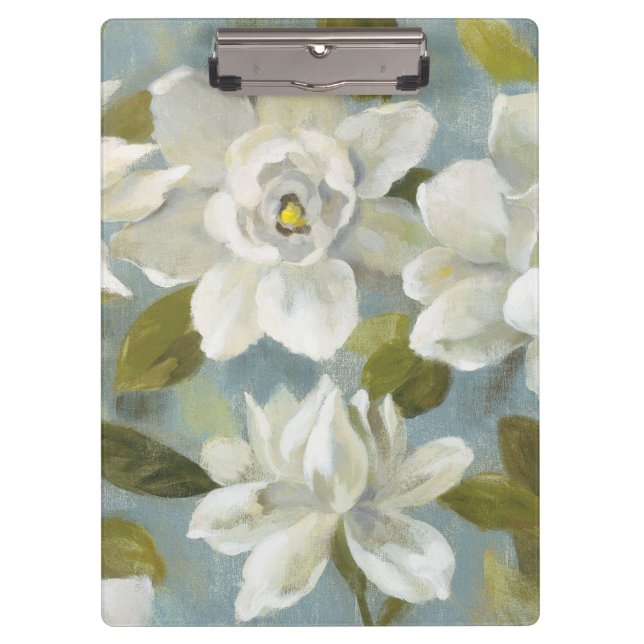 Gardenias on Slate Blue Clipboard (Front)