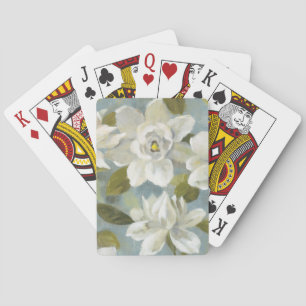 Gardenias on Slate Blue Playing Cards