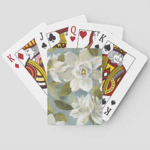 Gardenias on Slate Blue Playing Cards