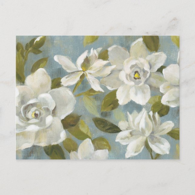 Gardenias on Slate Blue Postcard (Front)