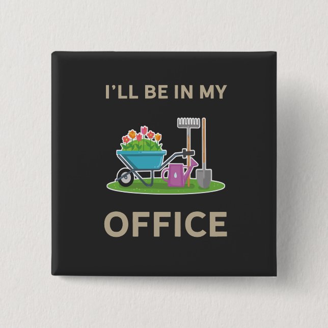 Gardening 15 Cm Square Badge (Front)