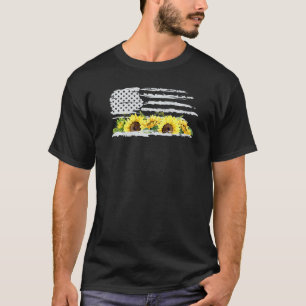 Gardening 4\4th July American Flag Sunflower Garde T-Shirt