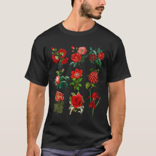 Gardening 4\Elegant Red Garden Flowers Vintage Bot T-Shirt