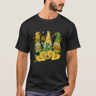 Gardening 4\Gnomes In A Sunflower Garden Cute Spri T-Shirt