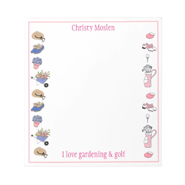Gardening and Golf Personalised Notepad (Front)
