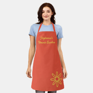 Gardening apron, pretty red-orange, simple, custom apron