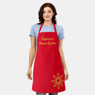 Gardening apron, pretty, red, simple, your words apron