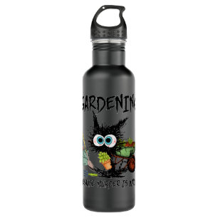 Gardening Because Murder Is Wrong Funny Cat Garden 710 Ml Water Bottle