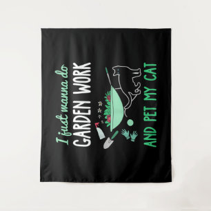 Gardening Cat Lover Funny Garden Work Gift Tapestry