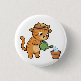 Gardening Cat Watering Plant Button