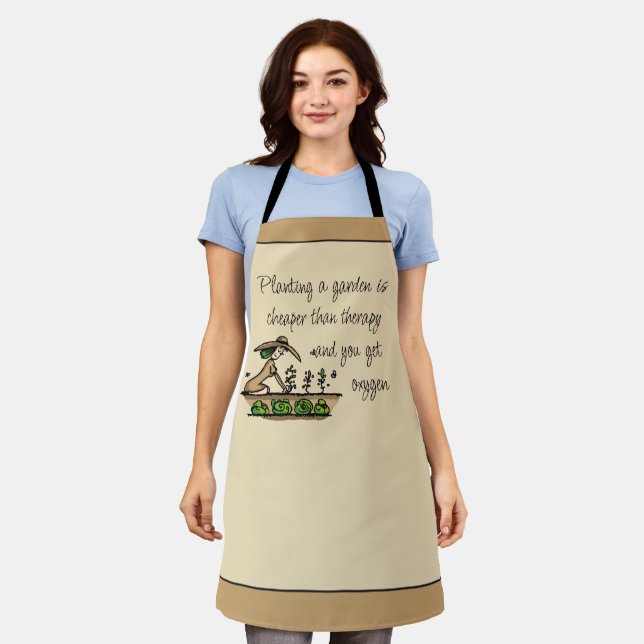 Gardening Cheaper than Therapy Inspirational Quote Apron (Worn)
