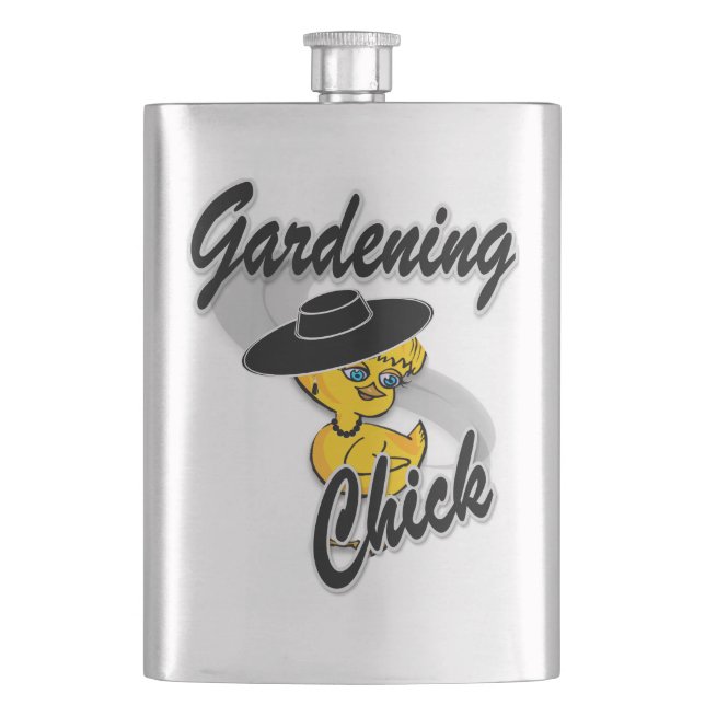 Gardening Chick #4 Hip Flask (Front)