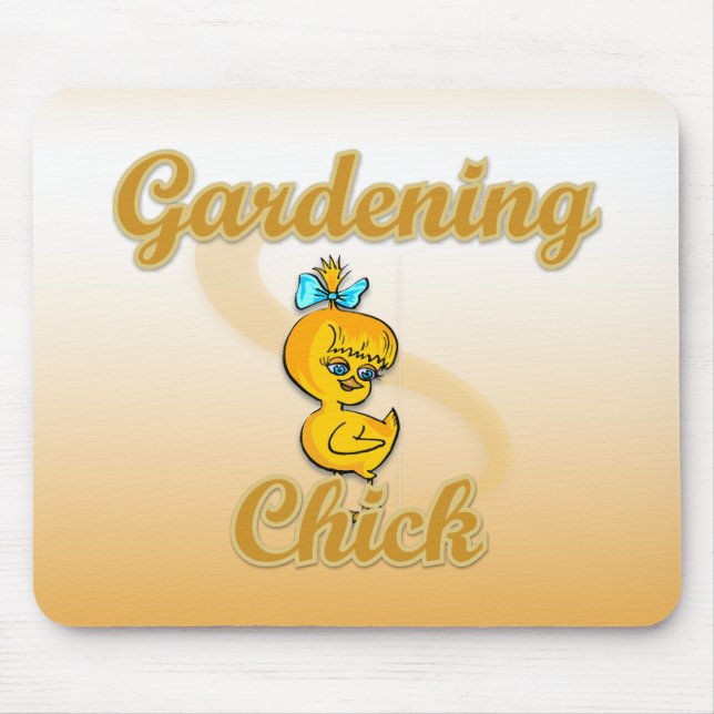 Gardening Chick Mouse Mat (Front)