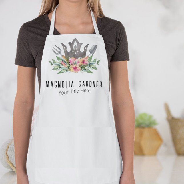 Gardening Crown Boho Chic Watercolor Tools Flowers Apron (Creator Uploaded)